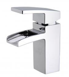 Wiesbaden Rombo waterval wastafelkraan met clickwaste chroom