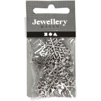 Creativ Company Sneeuwvlok, h: 20 mm, gatgrootte 1,5 mm, antiek zilver, 18 div/ 1 doos - thumbnail