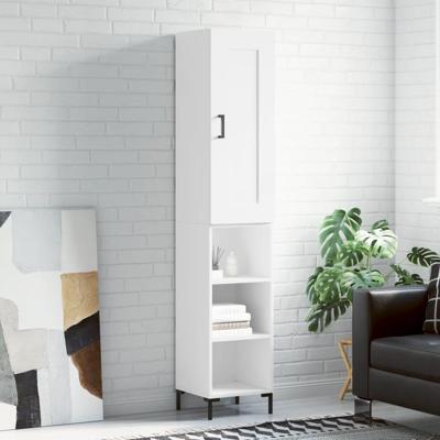 Hoge kast 34,5x34x180 cm bewerkt hout wit