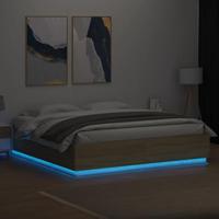 Bedframe met LED-verlichting sonoma eiken 200x200 cm - thumbnail