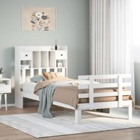 Bed met boekenkast zonder matras grenenhout wit 75x190 cm - thumbnail