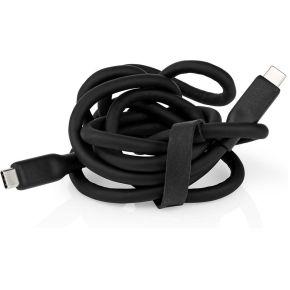Nedis USB-Kabel | USB 3.2 Gen 1 | USB-C Male | USB-C Male | 60 W | 8K@30Hz | 5 Gbps | Vernikkeld | 1.50 m | Rond | Silicone | Zwart | Doos -