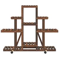 Plantenstandaard met wielen 110x25x101 cm massief vurenhout - thumbnail