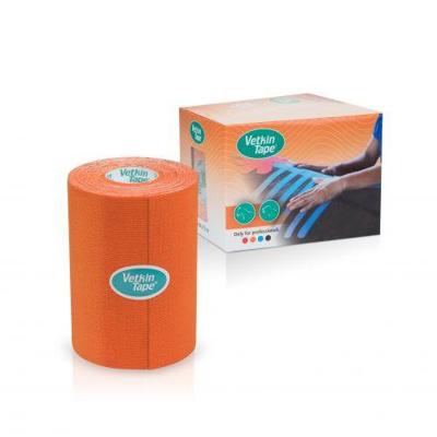 VetkinTape® Kinesiologie Tape voor dieren - Oranje (10cm x 5m) | 1 rol Kinesiotape voor paarden en honden | TÜV-gecertificeerd | Kinesiotapes met +25% meer kleefkracht | Voor professionals