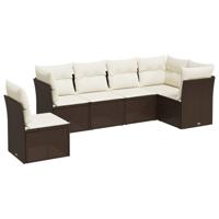 6-delige Loungeset met kussens poly rattan bruin - thumbnail