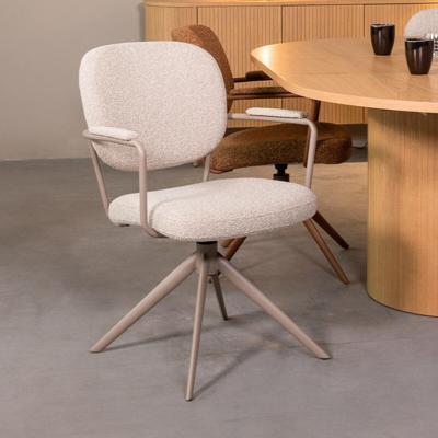 LABEL51 Draaibare Eetkamerstoel 'Basel' Bouclé, kleur Naturel