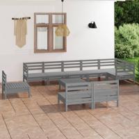 10-delige Loungeset massief grenenhout grijs - thumbnail