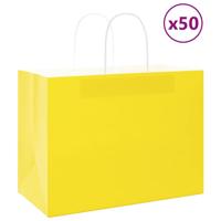 VidaXL Papieren zakken 50 st met hengsels 32x17x25 cm geel - thumbnail