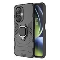 Lunso - OnePlus Nord CE 3 Lite - Armor backcover hoes met ringhouder - Zwart - thumbnail