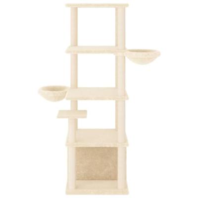 VidaXL Kattenmeubel met sisal krabpalen 147 cm crèmekleurig VidaXL Kattenmeubel met sisal krabpalen 147 cm crèmekleurig