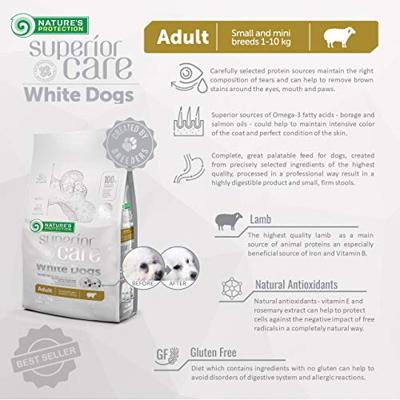 NATURE'S PROTECTION Superior Care White Dogs Grain Free Adult Klein Lam - droog hondenvoer - 4 kg