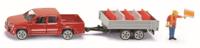 Siku Volkwagen pick up met kantelaanhangwagen rood/zilver (3543) - thumbnail