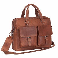 Chesterfield Leren Laptoptas Businessbag George Wax Pull Up Cognac - thumbnail