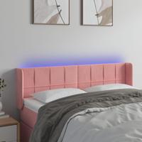Hoofdbord LED 147x16x78/88 cm fluweel roze - thumbnail