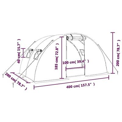 VidaXL Tuinkas met stalen frame 8 m² 4x2x2 m