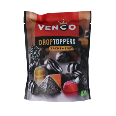 Venco Droptoppers zacht zoet 225 Gram Venco Droptoppers zacht zoet 225 Gram
