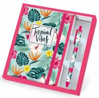 I-Total notitieboek met pen Tropical A5 papier lichtgroen - thumbnail