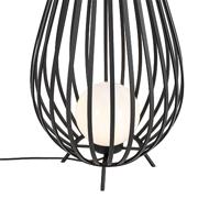 QAZQA Set van vloerlampen zwart met opaal 110 cm en 70 cm - Angela - thumbnail