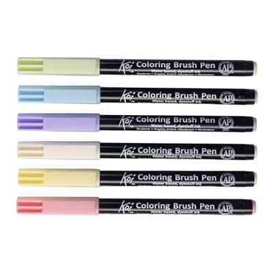 Sakura koi colouring brush pen set pastel, 6 kleuren