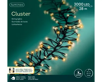 Led cluster 28 meter 3000 LED zwart/duo Lumineo - Lumineo