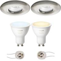 Philips Hue LED Spot Set GU10 IP65 Rond Mat Nikkel Ø82mm Bluetooth - thumbnail
