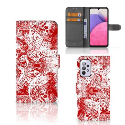 Telefoonhoesje met Naam Samsung Galaxy A33 5G Angel Skull Rood Telefoonhoesje met Naam Samsung Galaxy A33 5G Angel Skull Rood