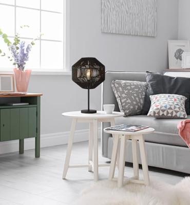 Searchlight Zwarte tafellampWicker - EU11201-1BK