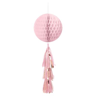 Honeycomb Lichtroze Bol Met Tassel (70cm)