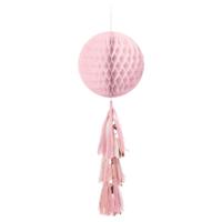 Honeycomb Lichtroze Bol Met Tassel (70cm) - thumbnail