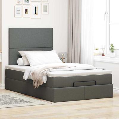 Ottoman bed met matras 120x200cm stof donkergrijs