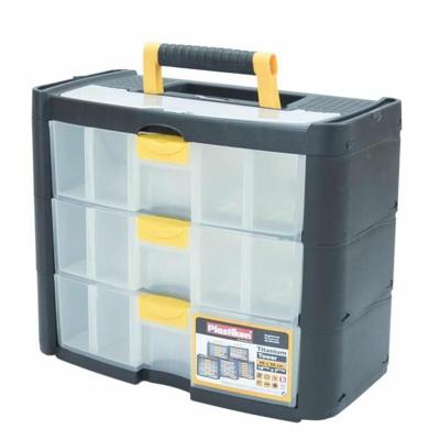 Toolbox - Plastiken - 90003_NOIRE - 3 grote laden - Titanium - Kunststof