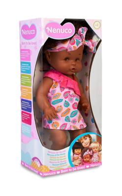Nenuco Afro-stijl pop 35 cm - Drinkt en plast - Voor kinderen vanaf 2 jaar