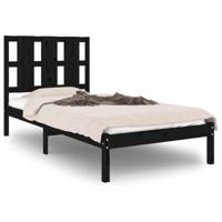 Bedframe massief grenenhout zwart 100x200 cm - thumbnail