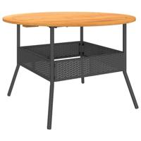 Tuintafel met acaciahouten blad 110x71 cm poly rattan zwart - thumbnail
