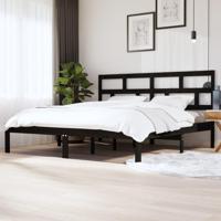 Bedframe massief grenenhout zwart 200x200 cm - thumbnail