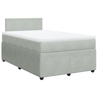 Boxspring met matras fluweel lichtgrijs 140x190 cm
