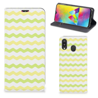 Samsung Galaxy M20 | Hoesje met Magneet | Waves Yellow - thumbnail