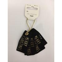 Vellu Merry Christmas zwart tags 6 stuks - thumbnail