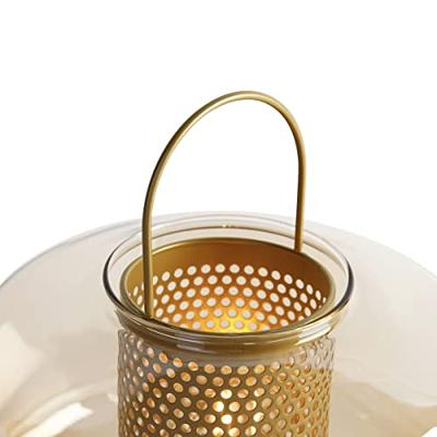 QAZQA Art deco tafellamp goud met amber glas 30 cm - Kevin