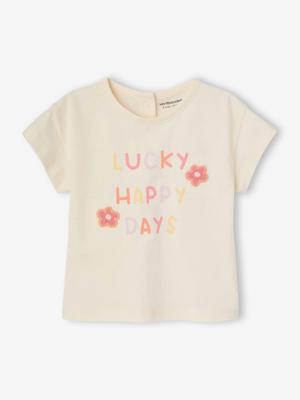 T-shirt voor babymeisjes met gehaakte details ecru