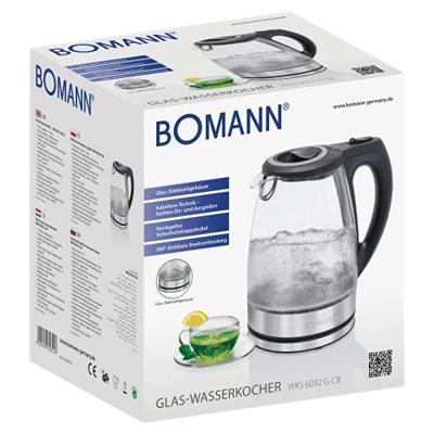 Bomann WKS 6032 G CB Glas Waterkoker 1.7L 2200W RVS/Zwart