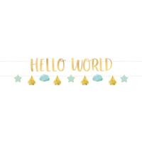 Amscan Letterslinger baby boy hello world blauw/goudkleurig 170 cm | 12 stuks - thumbnail