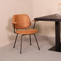 LABEL51 Eetkamerstoel Rivano - Cognac - Micro Suede - Zwart Metalen Frame - thumbnail