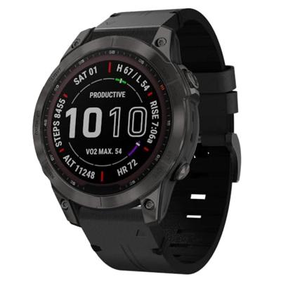 By Qubix - Leren bandje - Zwart - Compatible met Garmin Approach S60 & S62 / Instinct/Instinct 2 (Solar) - Compatible Garmin bandje - Bandbreedte: 22mm