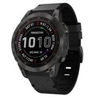 By Qubix - Leren bandje - Zwart - Compatible met Garmin Approach S60 & S62 / Instinct/Instinct 2 (Solar) - Compatible Garmin bandje - Bandbreedte: 22mm - thumbnail