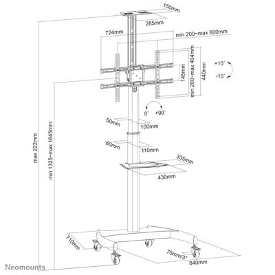 Neomounts PLASMA-M1900E TV-wagen 94,0 cm (37) - 177,8 cm (70) Roteerbaar, Kantelbaar, In hoogte verstelbaar Neomounts PLASMA-M1900E TV-wagen 94,0 cm (37) - 177,8 cm (70) Roteerbaar, Kantelbaar, In hoogte verstelbaar