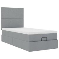 Ottoman bed met matras 90x190cm stof lichtgrijs - thumbnail