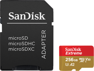 SanDisk Extreme microSDXC-kaart 256 GB Class 10, UHS-I, v30 Video Speed Class Schokbestendig, Waterdicht