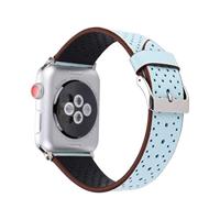 Dot Pattern Leren bandje - Licht blauw - Geschikt voor Apple Watch 44mm / 45mm / 46mm / 49mm - thumbnail