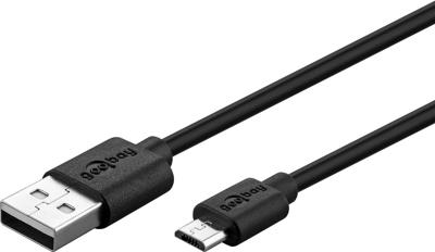 Micro-USB voeding compleet - Micro-USB oplader - USB 2.0 micro stekker - 1m - 1000mA - 5 Watt - 5V - Zwart